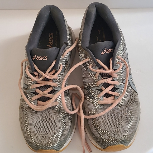 Asics Gel-Nimbus 20 Gray/Peach Running Shoes - Picture 7 of 11
